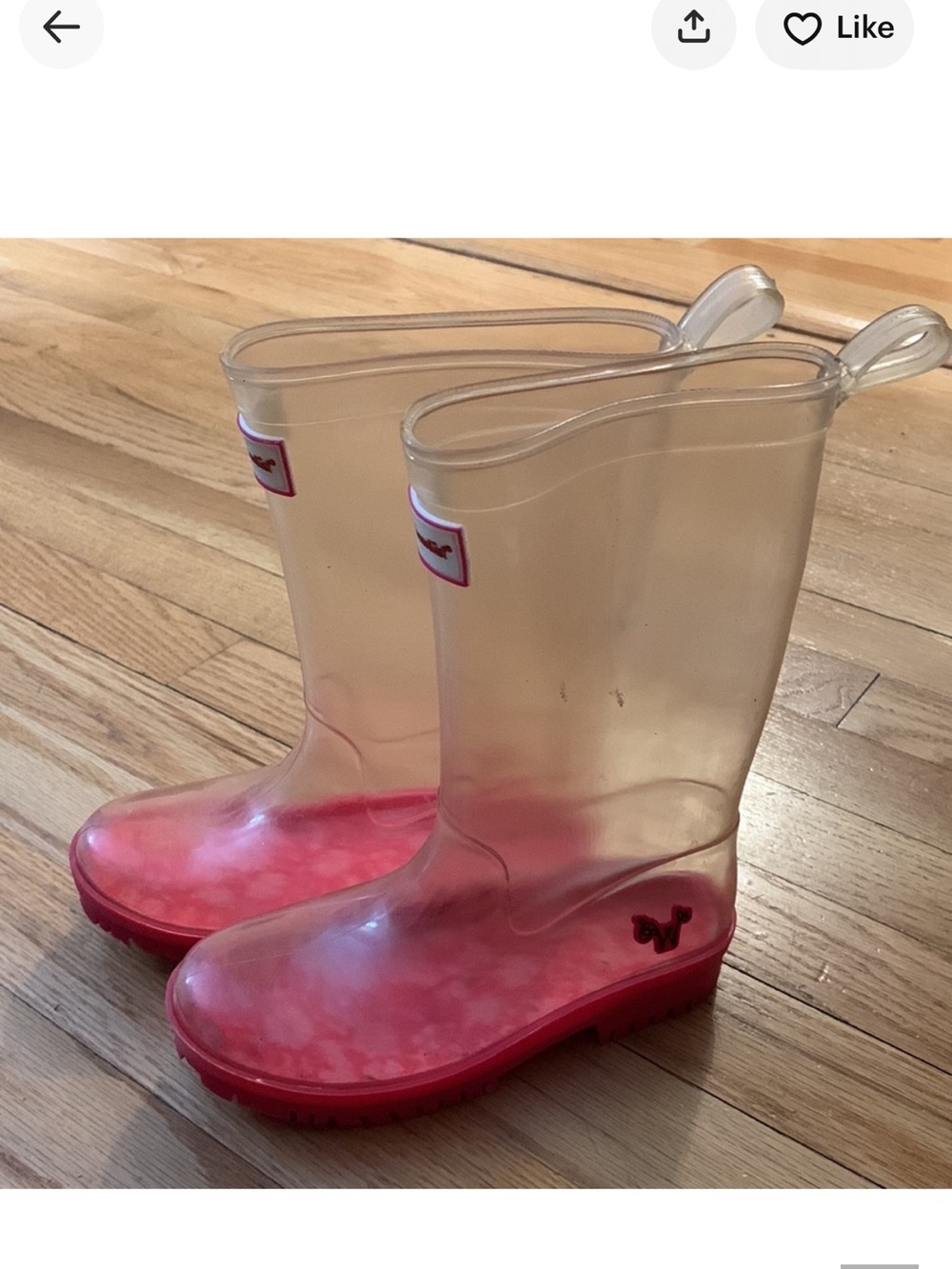 American Girl Wellie Wishers Peek a Boo Clear Jelly Rain Boots 1/2 Girls